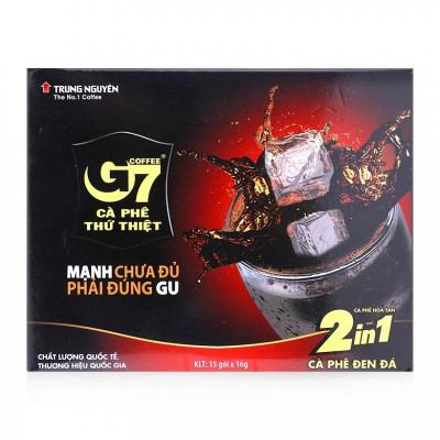 Cà Phê Hòa Tan G7 2in1 Trung Nguyên – Hộp 15 Gói – Cà Phê Đen Đá Pha Nhanh, Gu Đậm