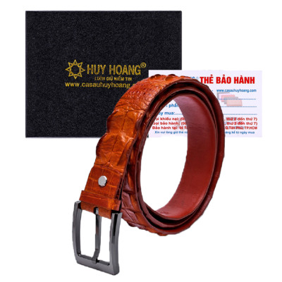 Thắt Lưng Nam Da Cá Sấu Nguyên Con Đầu Kim Bát Gài Huy Hoàng HT4221 - Vàng