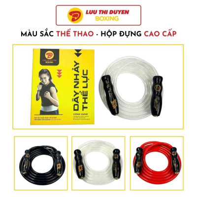 Dây Nhảy Thể Lực Tự Hào Việt Nam - Lừu Thị Duyên Boxing - Bản Đặc Biệt - Cán Sơn Đen - Nặng 450g, Dài 3m