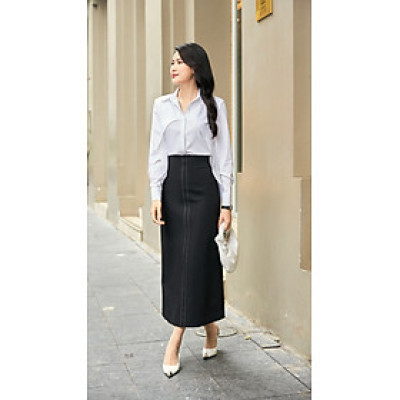 Chân váy chữ A dáng dài Ilian thiết kế cao cấp WHITE CHIC