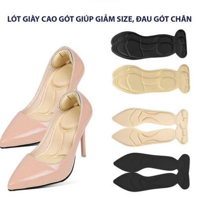 Cặp lót giày cao gót mũi nhọn giảm size cho giày bị rộng, thoáng khí và êm chân MÀU ĐEN