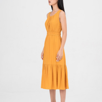 De Leah - Đầm Xoè Đuôi Cá Viền Eo V