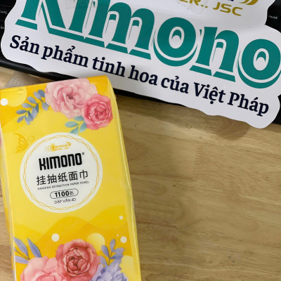 ( Tặng 2 gói) Thùng 10+2 bịch giấy treo tường đa năng KIMONO VÀNG 4 lớp dạng rút 1100 tờ