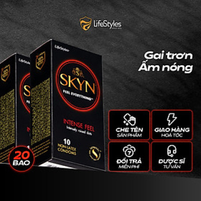 Bộ 2 Bao cao su gai trơn Skyn Intense Feeling - Non-latex không mùi cao su - Hộp 10 bao