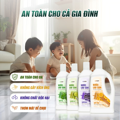 Thùng 4 Chai Nước lau sàn EcoWipes chai 1 Lít Hương tự nhiên thơm mát bảo vệ khỏi côn trùng