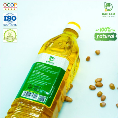 Dầu Phộng Nguyên Chất Bảo Tâm (Dầu Đậu Phộng Nguyên Chất, Dầu Lạc Nguyên Chất) – Sản xuất từ Hạt Đậu Phộng Sẻ Tự nhiên, Cao cấp, Hương vị tuyệt vời - Hàng Chính Hãng – 1 L