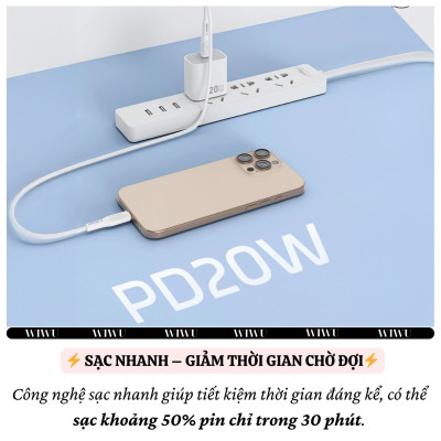 Adapter cóc củ sạc nhanh 20W PD USB C PPS chống cháy hiệu WIWU GAN ESSEN Fast Charger Wi-G002 cho iPhone iPad Oppo Samsung - Hàng nhập khẩu