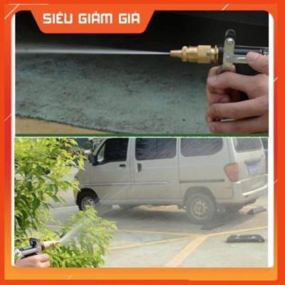 Bộ dây vòi xịt nước rửa xe, tưới cây . tăng áp 3 lần, loại 3m, 5m 206236Cđầu đồng, cút, nối đen, d.vàng