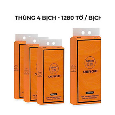 Khăn giấy 4 lớp Chef&Chef treo tường dạng rút tiết kiệm, an toàn, tiện lợi (Thùng 4 bịch)