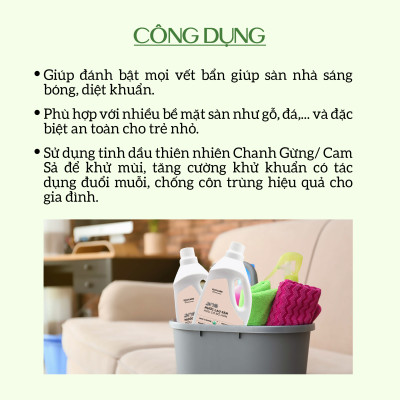 Nước Lau Sàn Hữu Cơ Bồ Hòn ECOCARE 1L-4L Hương Cam Sả/Chanh Gừng Đuổi Muỗi Đuổi Côn Trùng, Khử Mùi Hiệu Quả