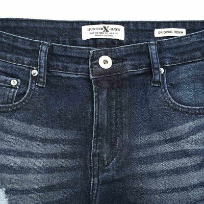Quần Short Jeans Nam Rách Cao Cấp HUNTER X-RAYS Form Slimfit Thun Màu Xanh S56