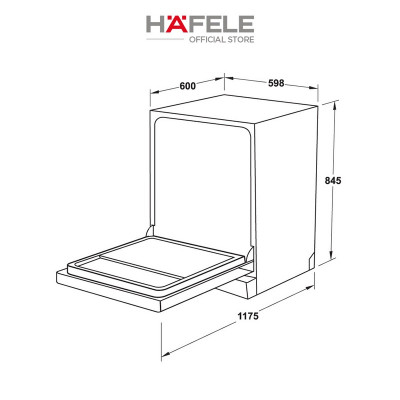 Máy Rửa Chén Độc Lập HDW-F60EB Hafele 53821310 | Sức chứa 14 bộ đồ châu Âu | Hàng chính hãng