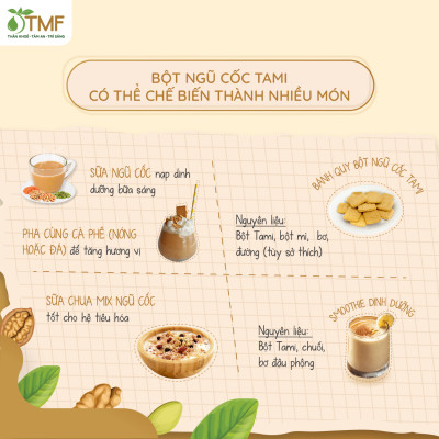 Bột ngũ cốc nảy mầm Tami không đường 450g 25 gói TÂM MINH FOODS