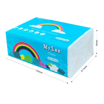Thùng 30 gói khăn giấy rút cầu vồng MyLan 3 lớp siêu dai, mềm mịn, không tan trong nước