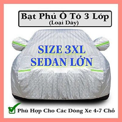 Bạt phủ che xe hơi - Bạt trùm xe ô tô 3 lớp tráng nhôm chống xước, chống nắng, chống mưa, chống cháy bảo vệ xe.