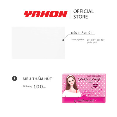Combo Hộp Giấy Thắm Dầu POP-PUF (Màu Ngẫu Nhiên), 100 Tờ/Hộp