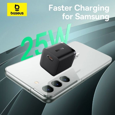 Bộ cốc sạc nhanh kèm cáp C to C Baseus Super Si Quick Charger 1C 25W Sets(PD/ QC3.0 Quick charger, With Cable) dùng cho sam sung S20, S21- Hàng chính hãng