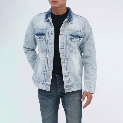 Áo Khoác Nam Jeans Cao Cấp HUNTER X-RAYS  Form Straight Cotton Màu Xanh Bạc – Hunter X-Rays K10