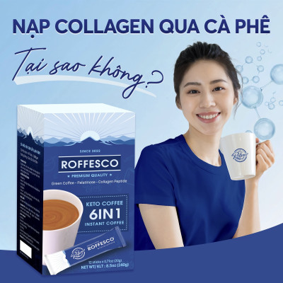 Cà Phê Sữa Dành Cho Người Ăn Kiêng - Keto Coffee 6 in 1 ROFFESCO Hộp 12 Gói 240g
