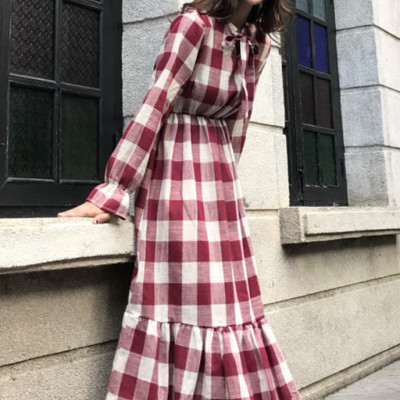 Đầm Ca Rô Nơ Cổ Thanh Lịch DN063 MayHomes