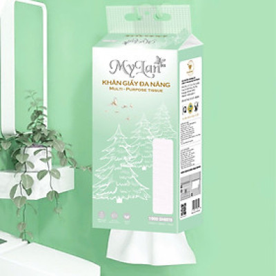 Khăn giấy cao cấp Mylan, giấy rút treo tường 1000 tờ 4 lớp bằng bột gỗ nguyên sinh