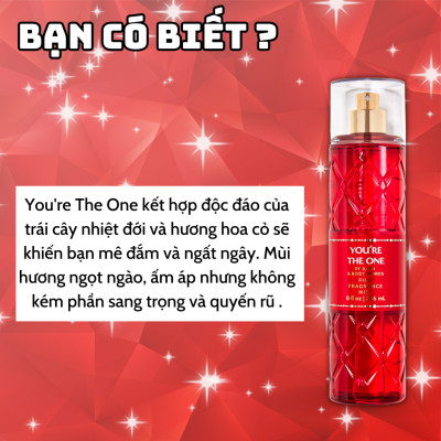 Body Mist Bath And Body Works Nam Nữ Chính Hãng You’re The One, Xịt Thơm Body Toàn Thân Hương Nước Hoa 236ml