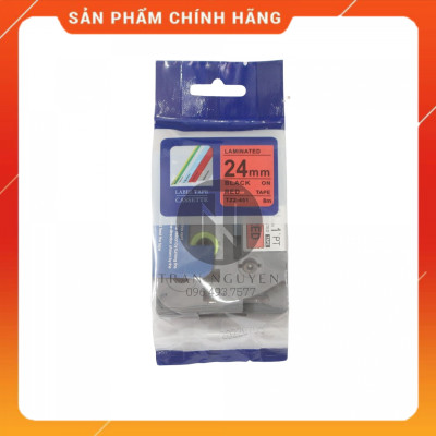 [Combo 3 hộp] Nhãn In đa lớp Tz2-451 - Đen nền đỏ 24mm x 8m - Hàng nhập khẩu
