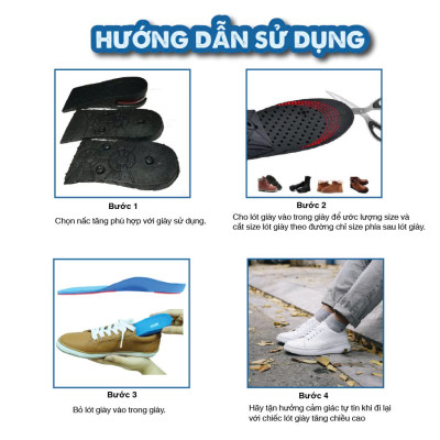 Lót giày tăng chiều cao tăng 5cm chất liệu Đệm Khí êm chân, thoáng khí Nguyên Bàn - Đen
