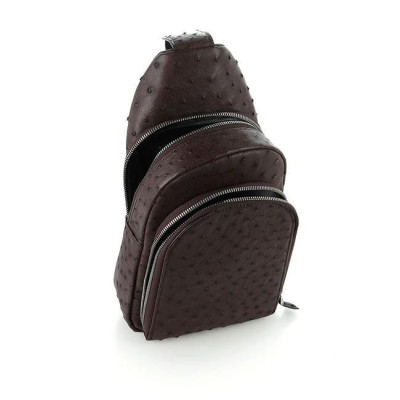 Túi đeo trước nam da đà điểu Huy Hoàng màu nâu đất HP6444