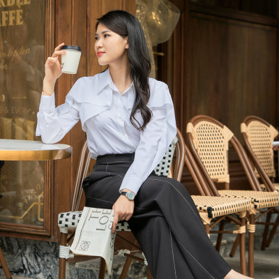 Quần suông diễu chỉ giữa BELLA thiết kế cao cấp WHITE CHIC