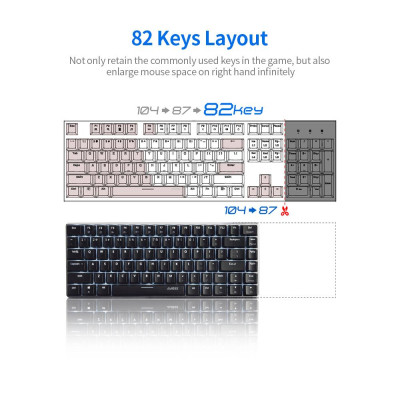 Bàn phím cơ Ajazz AK33 82 Phím BT & chế độ kép có dây USB Đèn nền đơn sắc phù hợp với văn phòng chơi game - Màu trắng (đỏ)