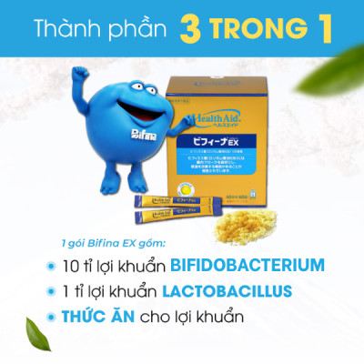 Men vi sinh Bifina Nhật Bản Loại EX - Hộp 30 gói - Hỗ trợ hội chứng ruột kích thích, đại tràng co thắt
