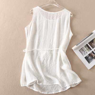 Áo kiểu nữ sát nách, chất liệu đũi mềm mát kèm dây thắt eo cá tính Haint Boutique Ale06