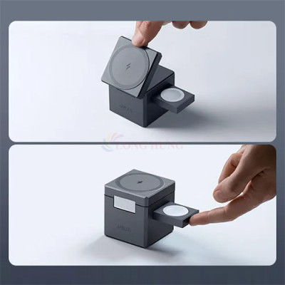 Đế sạc Anker 737 Cube Mag-Safe 3 in 1 1USB 2Type-C Y1811 - Hàng chính hãng