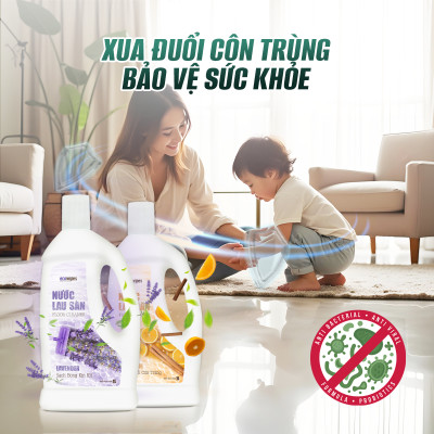 Thùng 4 Chai Nước lau sàn EcoWipes chai 1 Lít Hương tự nhiên thơm mát bảo vệ khỏi côn trùng