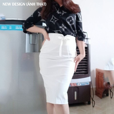 Chân váy bút chì công sở lưng cao, ôm body, dài 60cm xẻ tà sau vải kaki thun co giãn thoáng mát khi mặc