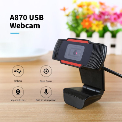 HXSJ A870 USB Webcam 480P Fixed Focus Computer Camera Built-in Sound Absorbing Microphone for   Desktop Computer Laptop