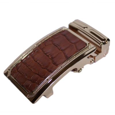 HT9224 - Đầu khóa da cá sấu Huy Hoàng 4 phân đầu vàng màu nâu đỏ