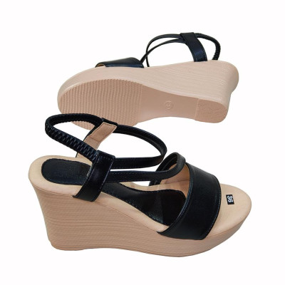 Giày Sandal Nữ Đế Xuồng HÀ NAM Da Bò Thật Thời Trang Cao Cấp 9cm DNU2156