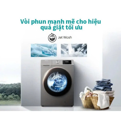 Máy Giặt Hisense Inverter Cửa Ngang WFQA1043BT 10.5kg Diệt Khuẩn 99%, Tiết Kiệm Điện, Bảo Hành 3 Năm - Hàng Chính Hãng