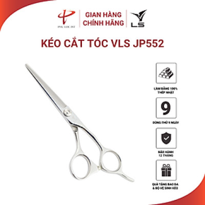 Kéo cắt tóc VLS JP552 lưỡi convex thẳng quai offset vênh đỡ ngón cố định - Hàng chính hãng