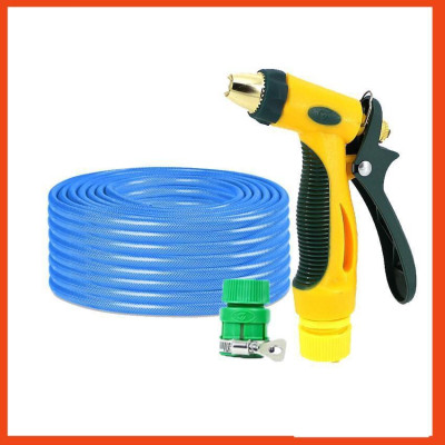 Bộ dây vòi xịt nước rửa xe,tưới cây tăng áp 3 lần 7-10M( nối nhựa xanh) 206317