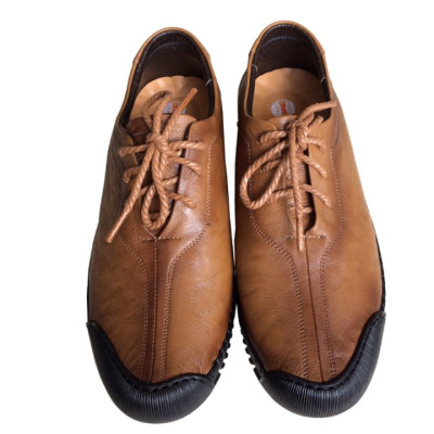 Giày mọi nam cột dây Trường Hải màu đen bò da bò thật cao cấp không bong tróc đế cao su chống mòn không trơn GMTH01277