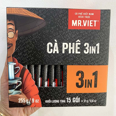 Cà phê Hòa Tan 3 trong 1 MR Viet 255g (Cafe Mr Viet 3 in 1 Instant Coffee)