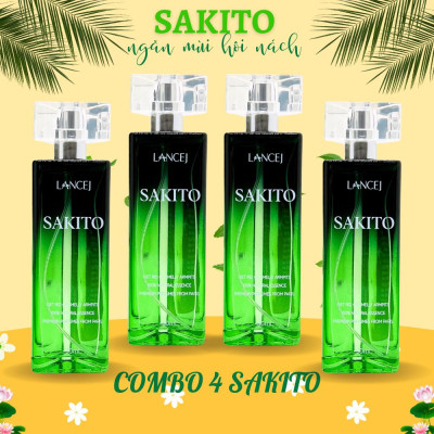 COMBO 4 Lọ Xịt Khử Mùi SAKITO LANCEJ 50ml, Sạch Vùng Nách, Ngăn Tiết Mồ Hôi, Không Ố Vàng Áo