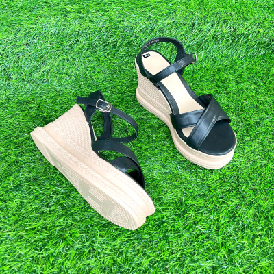 Xăng đan nữ đế xuồng 9cm Trường Hải da mềm đế PU siêu nhẹ DX155