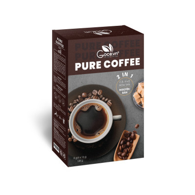 Pure Coffee Goce - Cafe Đen hòa tan 2 trong 1 - 128g (8 gói x 16g)