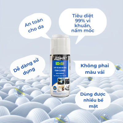 Bình Xịt Tạo Bọt Vệ Sinh Nội Thất Ô Tô, Sofa, Da, Giày, Vệ Sinh Đa Năng O’tech BX-10 Multi-Purpose Foam Cleaner - Hàng Chính Hãng