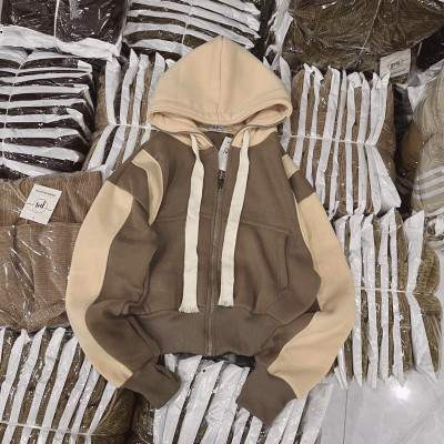 Áo khoác nữ nỉ dệt xuất khẩu cổ cao 4 túi phong cách phong cách-A2091