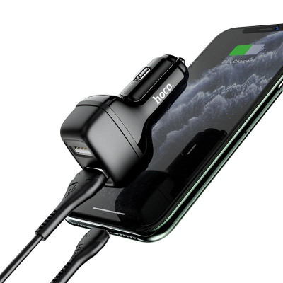 Tẩu sạc ô tô Xe Hơi HOCO Z36 2 Cổng USB 2.4A Dành cho điện thoại iPhone iP Huawei Samsung Oppo Realme - Hàng chính hãng